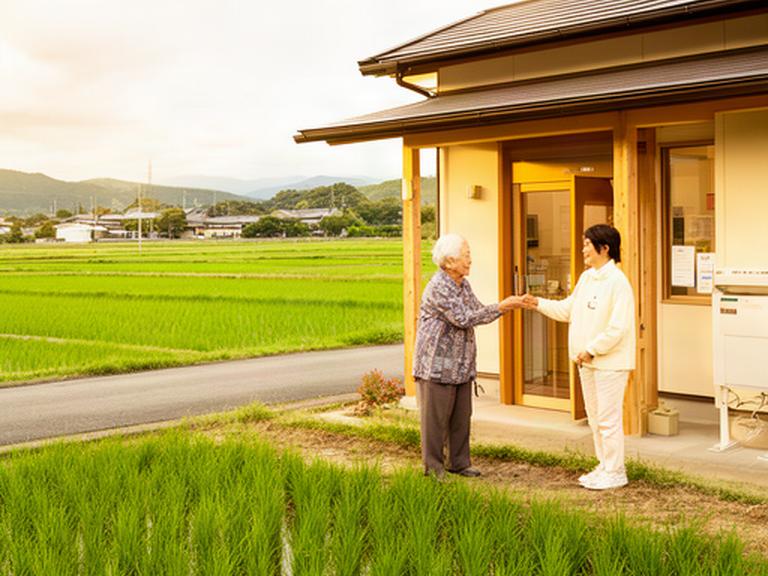 三条市井栗の田園と地域の高齢者を迎える銀行利用支援の事務所
